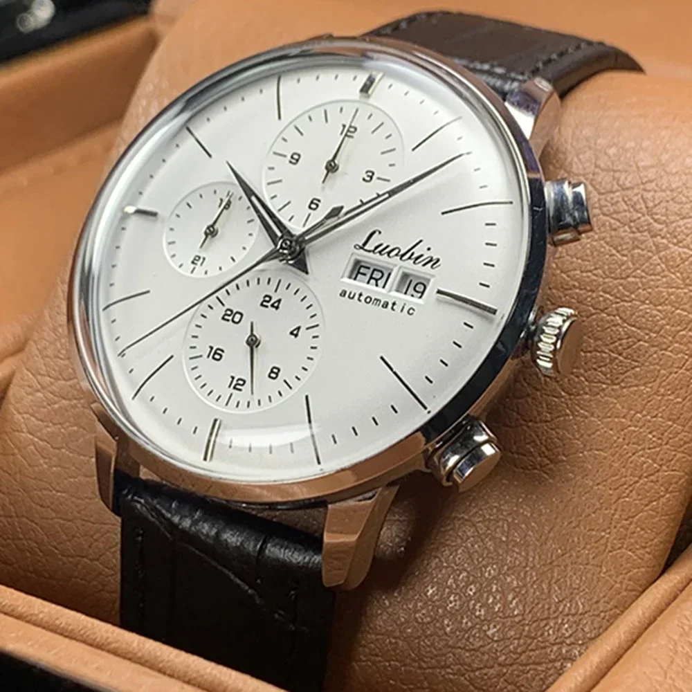 Montre d&rsquo;affaires automatique pour hommes Mouvement m&eacute;canique Chronographe multifonction en acier inoxydable &eacute;tanche Kevin Watch