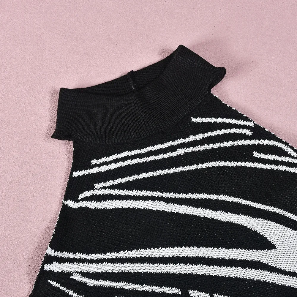 Knit Contrast Color Bodycon 2 Piece Set Women Spring Autumn 2024 Halter Sleeveless Backless Crop Top High Waist Skirt Streetwear