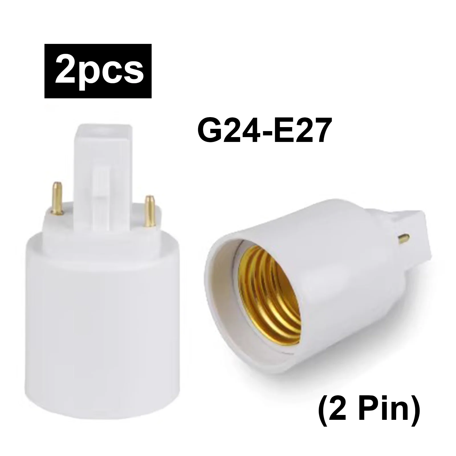 2pcs New G24 to E27 2Pin Lamp Adapter , LED Bulb Base Converter ...