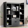 Bookshelf, 4-Tier Open Shelf Bookcase with 2 Drawers and 10 Cubes, Wood Cube Storage Organizer Shelf, 39.4" W X 47.2" H 1