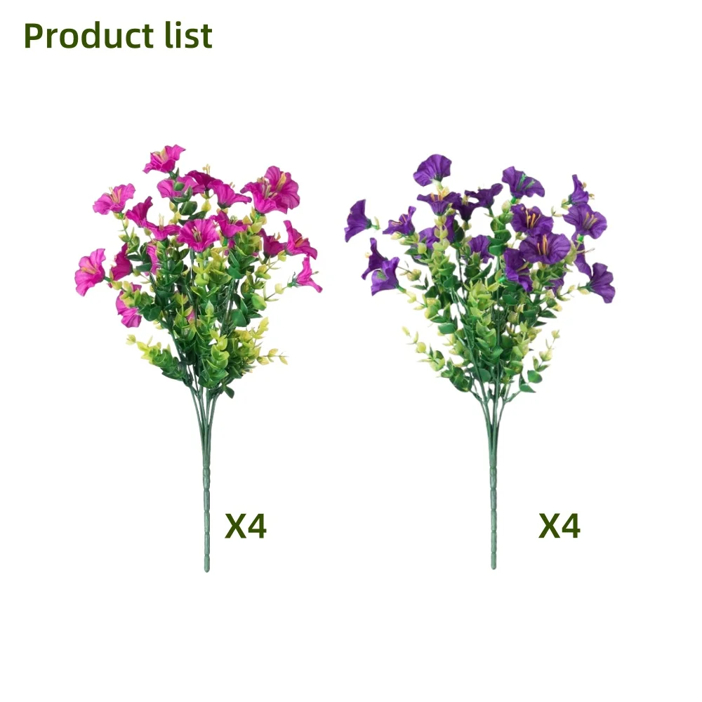 Set of 8 UV-Protected Artificial Flowers for Indoor & Outdoor Decor