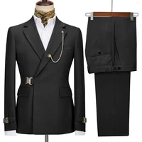 Costumes pour hommes Blazer pantalon pour hommes 2024 veste Design italien revers cranté fête mariage Slim Fit Costume Homme 2 pièces vêtements 2