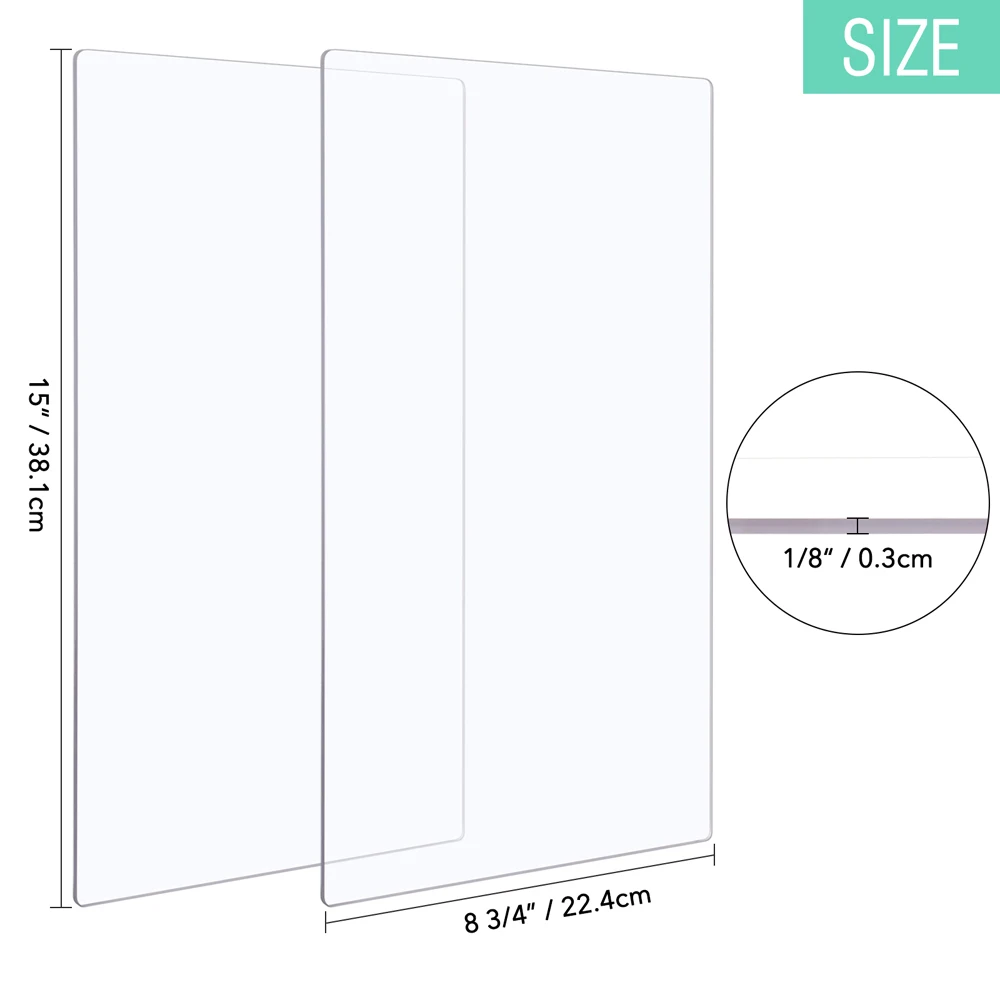 38.1cm x 22.4cm BSP & BS 스위치 플러스 다이 커팅 머신과 호환되는 2PCS 커팅 패드 투명 플라스틱 커팅 교체 패드