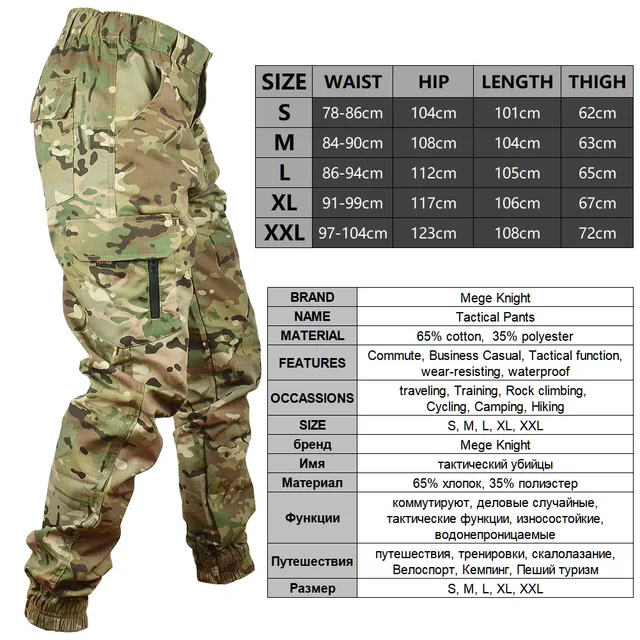 Mege – jogging tactique pour hommes, pantalon Cargo Ripstop d'extérieur, vêtements de travail, de randonnée, Streetwear 6