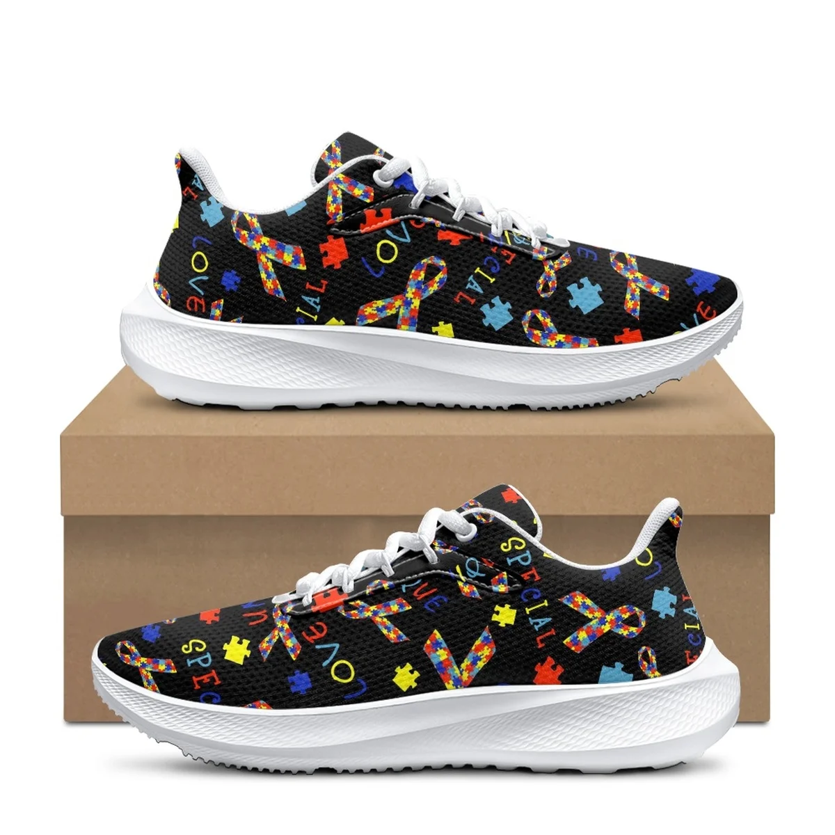 

INSTANTARTS Autism Cancer Awareness Sneakers Shoes for Women Breathable Casual Couple Sports Running Walking Shoes for Trainers