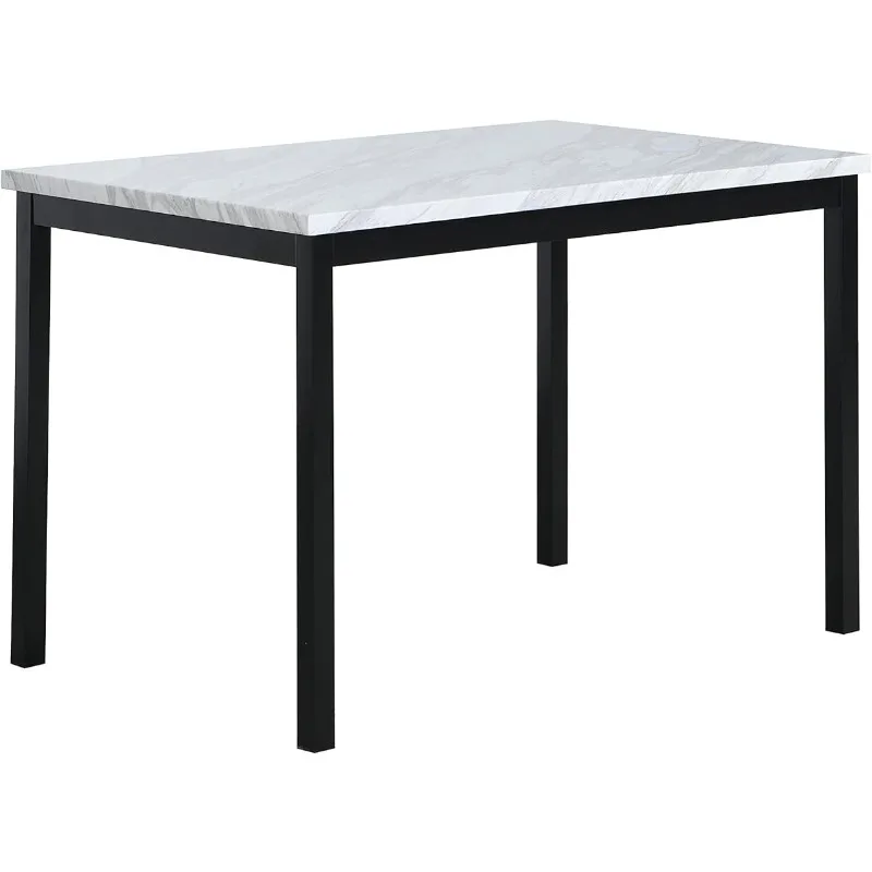 

Noyes Metal Dining Table with Laminated Faux Marble Top, 28.50 x 45.00 x 30.00 Inches, Off-White