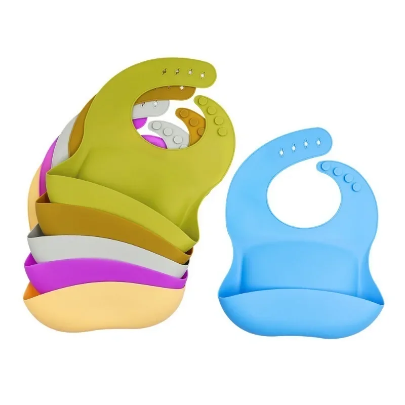 

New Children's Silicone Bib Tableware Set Baby Silicone Saliva Towel Eating Complementary Food Rice Bib