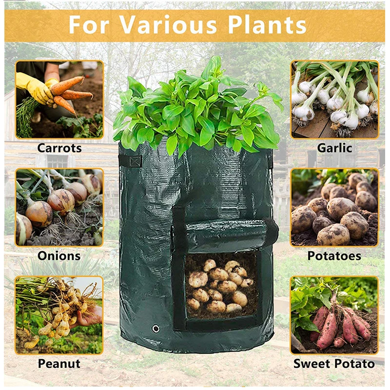 gold plant pot 5Pcs/Pack PE Potato Grow Container Bag DIY Planter Vegetable Gardening Thicken Vegetable Pot Planting Grow Bag Garden Tool garden