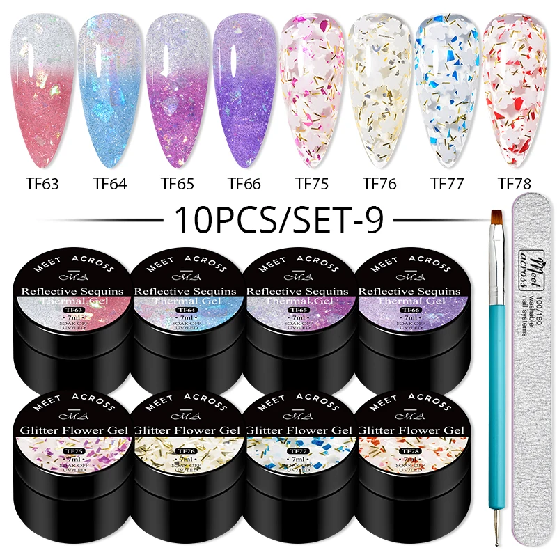 10pcs Gel Nail Polish Set 3D Semi Permanent Thermal Shell Magnet Nail Set With Magnet Stick Soak Off Uv Gel Flower Hybrid Vernis 3