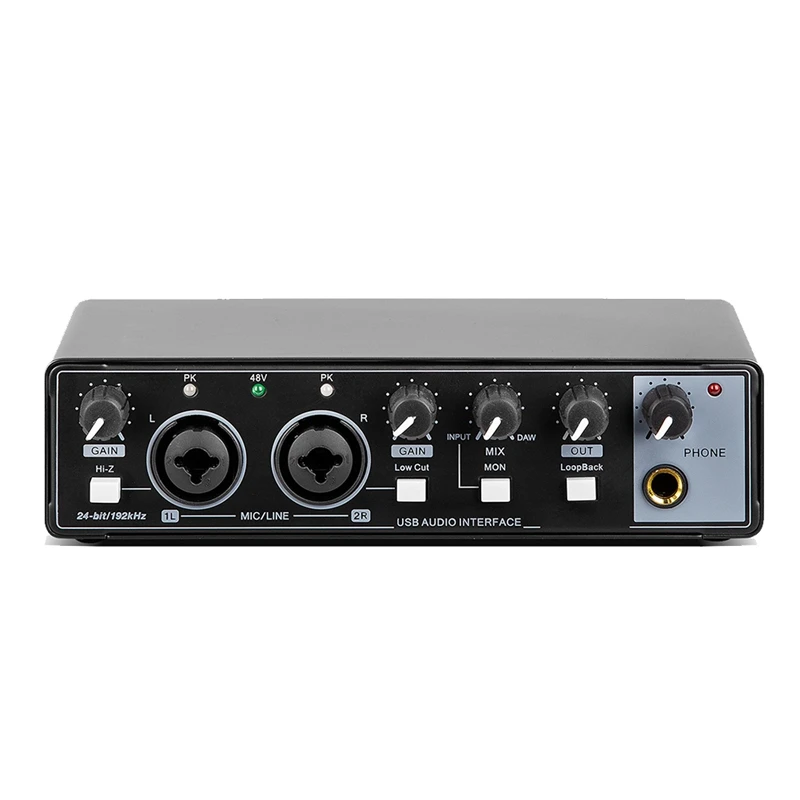 

1 PCS Sound Card Studio Record USB Audio Professional 48V Phantom For Recording Black