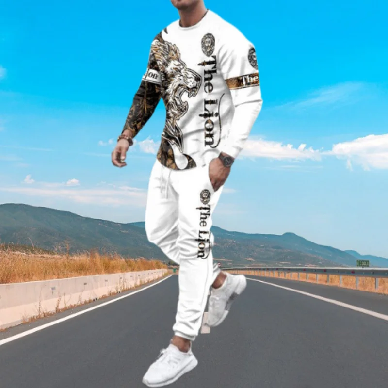

3D Printed Lion Men'S Clothing Sports Suit Streetwear+Long Sleeve T-Shirt Sportswear Spring And Autumn Clothes Men Tracksuit Set