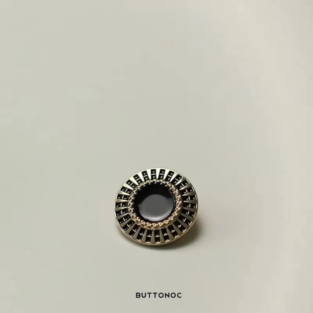 블랙 앤 화이트 메탈 버튼 골드 트림, 가디건 블레이저 재킷 코트 장식 버튼에 적합, 10 세트 패션