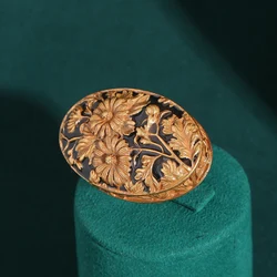 Elegant Vintage Black Sunflower Ring - Antique Gold, High - Quality Designer Jewelry (01)