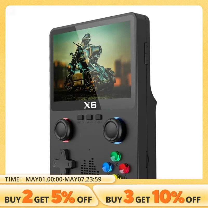 2023 New X6 3.5Inch IPS Screen Handheld Game Player Dual Joystick 11 Simulators GBA Video Game Console for Kids Gifts