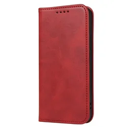 Luxury Leather Flip Magnetic Phone Case Cover for iPhone 13 Pro (Red)