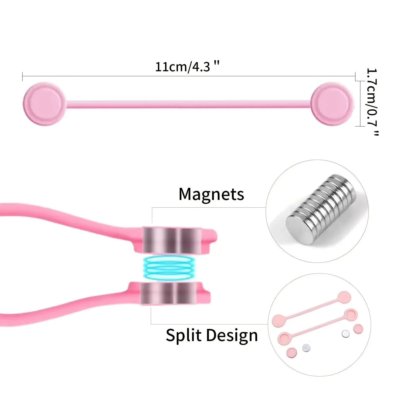 Cable Ties Reusable Magnetic Cable Ties Cord Organizer Silicone Magnetic Cord Ties for Bundling Stuff Book Marker Fridge Magnets