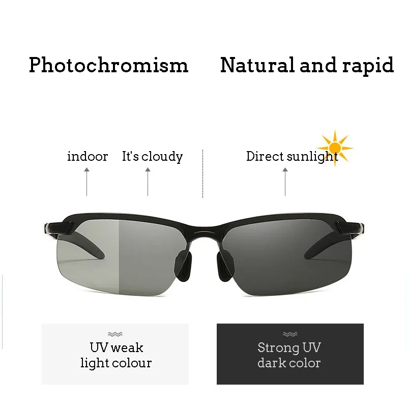 Photochromic Sunglasses Men Polarized Driving Chameleon Glasses Male Change Color Sun Glasses Day Night Vision Driver's Eyewear