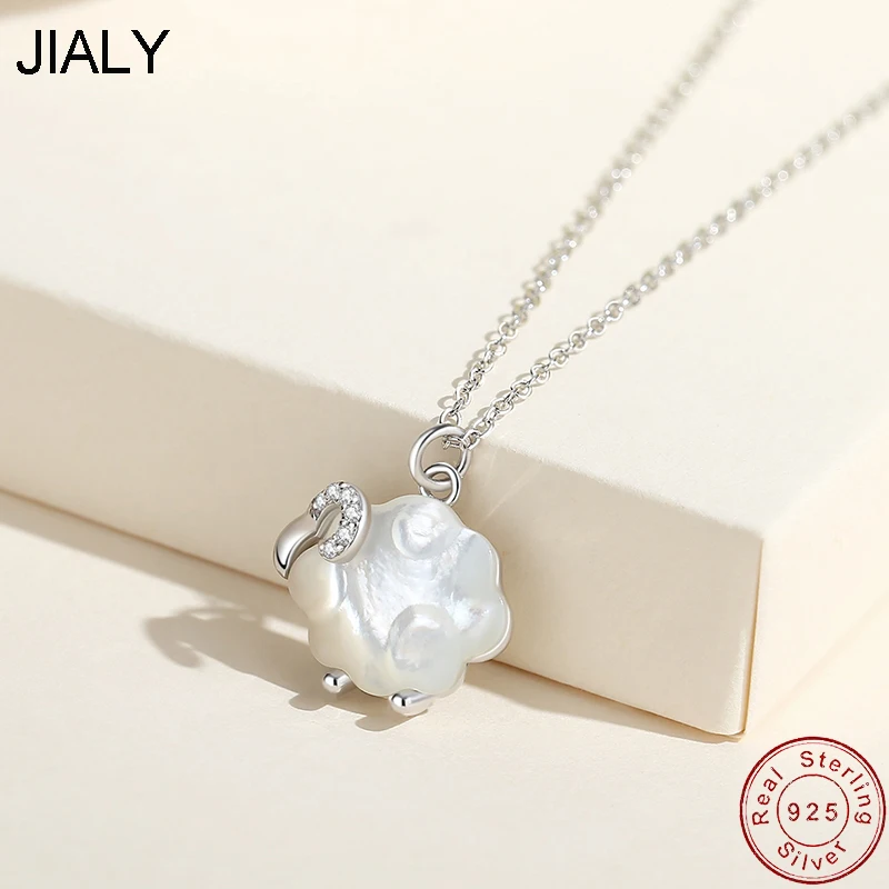 

JIALY Fine AAA CZ Sheep European S925 Sterling Silver Necklace For Women Birthday Party Gift Jewelry