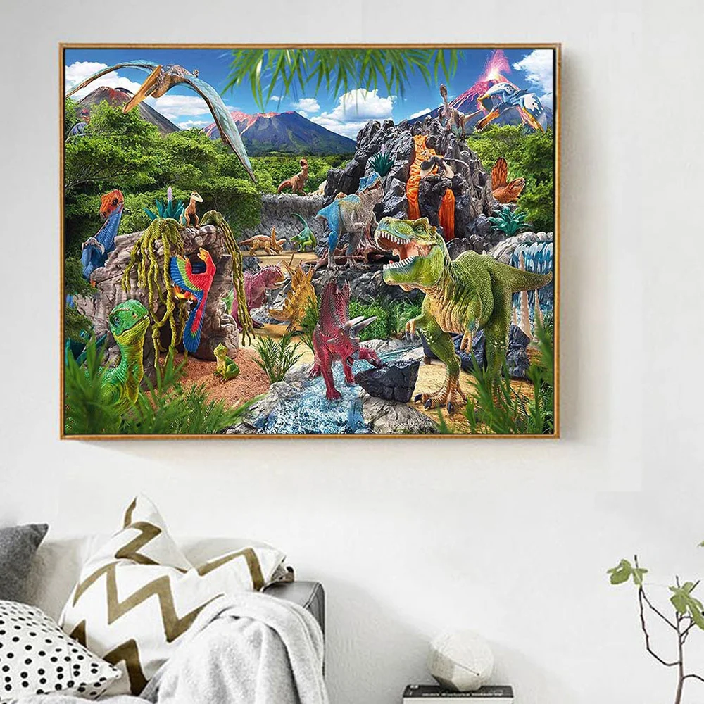 Evershine Full Square Round Diamond Painting Dinosaur Diamond Embroidery Animals Cross Stitch Kit Mosaic Wall Decoration