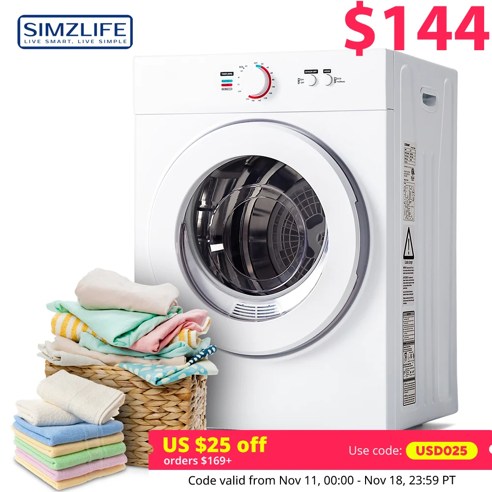 SIMZLIFE Compact Dryer 1.8 cu. ft. Portable Clothes Dryers Four Function Small Dryer Machine Suitable for Apartments Dorm RVs