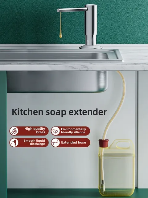 เครื่องจ่ายสบู่อ่างล้างจานเครื่องจ่ายสบู่อ่างล้างจานพร้อมถาดตะขอหลอดขยายผงซักฟอกเคาน์เตอร์ล้างจานสบู่เหลว Dispe 3