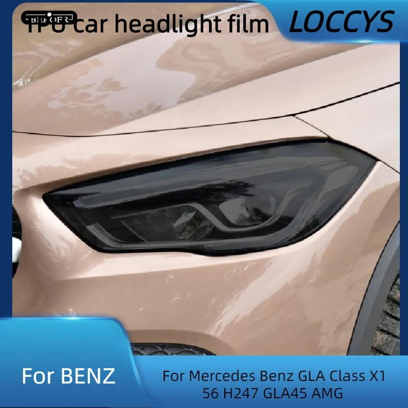 

Защитная затеняющая пленка для автомобильных фар Mercedes Benz GLA Class X156 H247 GLA45 AMG, дымчато-черная прозрачная наклейка из ТПУ