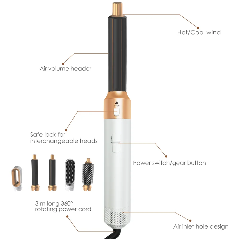 Air Hair Styler 5 In 1  Low Noise Hair Curling Straightening Hair Drying 1000W Professional  Hot Air Brushes 509 2