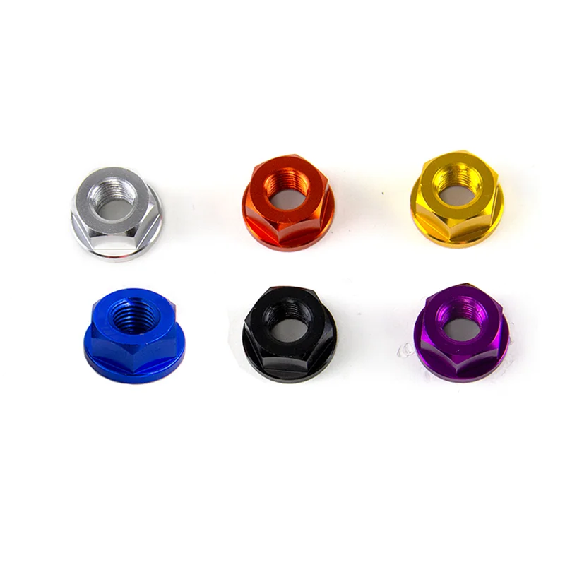 1PC M8 M10 Universal Motorcycle CNC Anodized Rear Axle Flange Screw Bolt Nylon Hex Insert Lock Nut Locknuts self-locking Nut