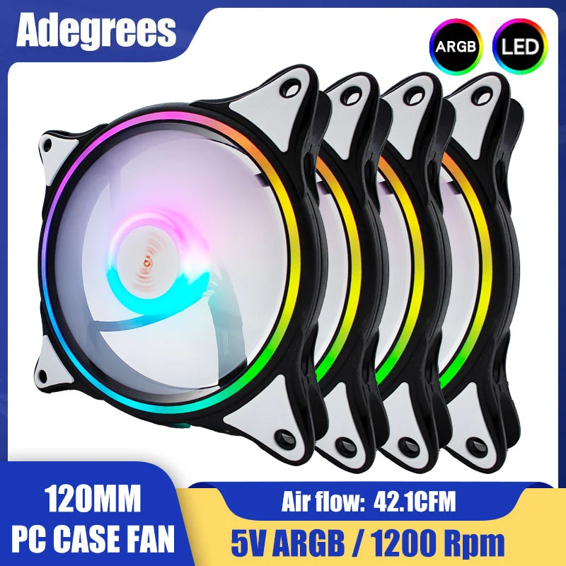 

120mm ARGB PC Case Fans 4Pin 5V LED Aura Sync Adjustable Computer Quiet Cooling Fans Ventilador
