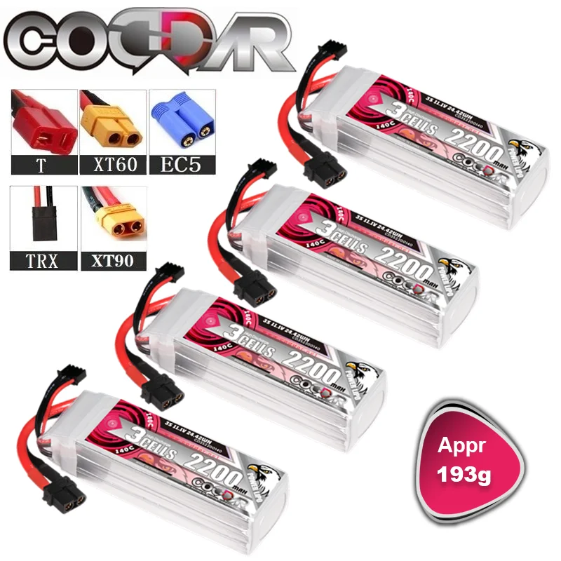 

CODDAR 3S 2200mAh 11.1V 140C Lipo Battery For FPV Drone RC Quadcopter Helicopter Airplane Hobby Boat RC 3S Rechargeable Battery