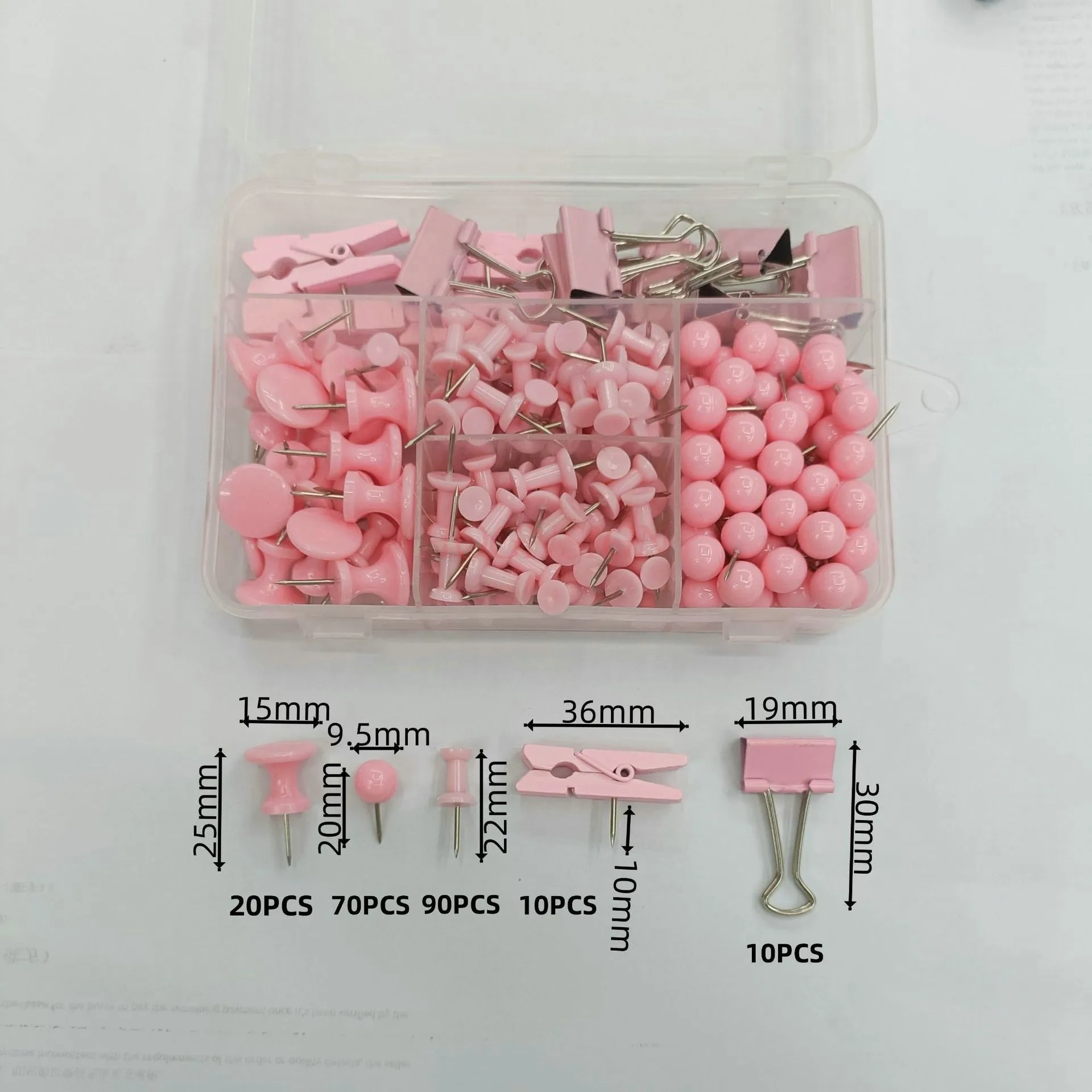 200개 종이 클립 다기능 창의성, 고품질 5칸 문구 세트 (원형 클립 패턴 포함)