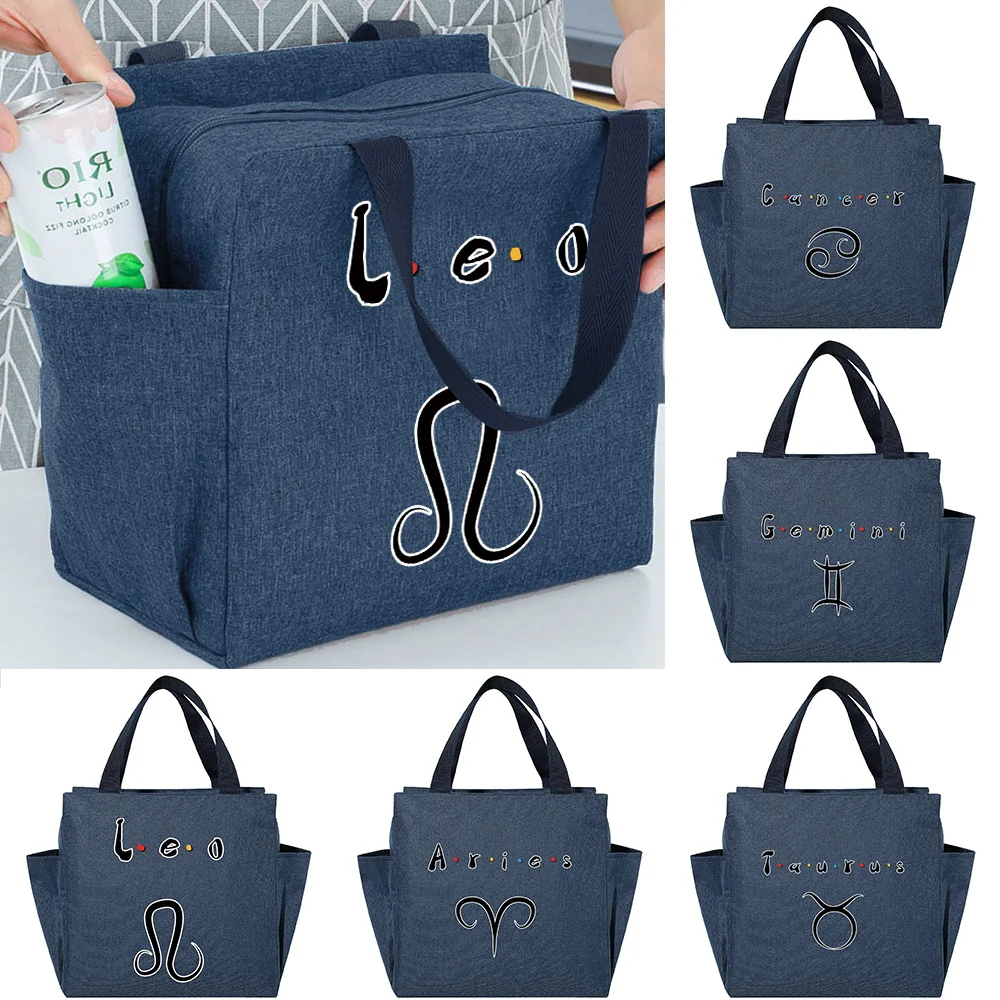 

Thermal Lunch Dinner Bags Canvas Constellation Print Handbags Picnic Travel Breakfast Box School Child Food Insulated Tote Bag