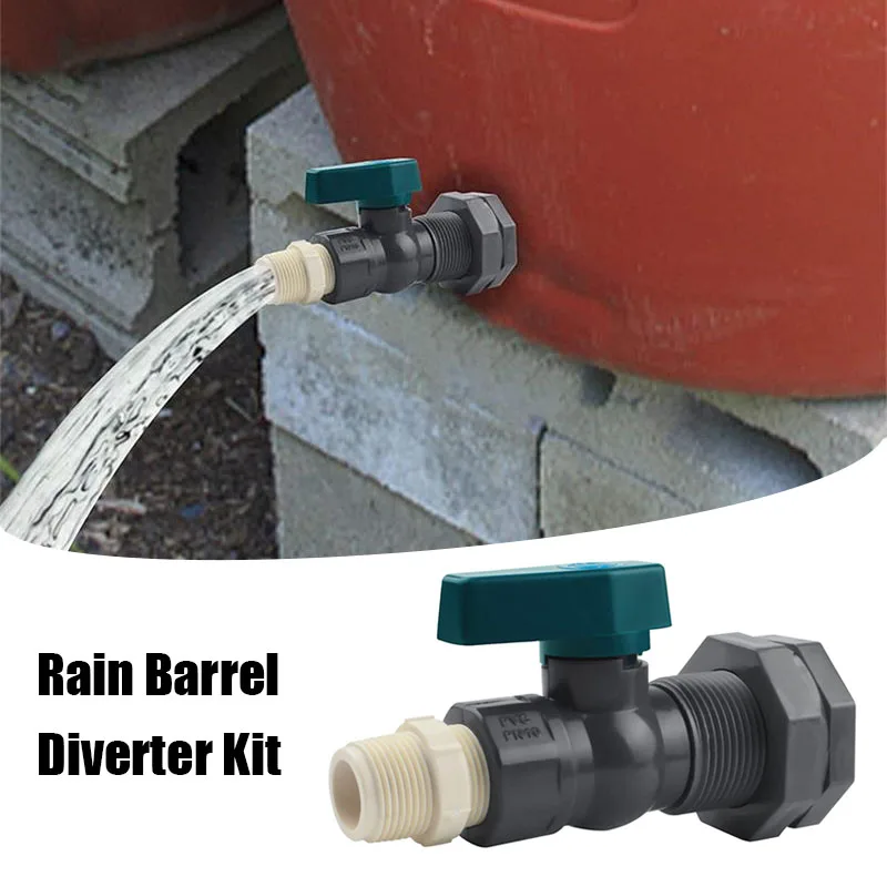 

Rain Barrel Diverter Kit 150 PSI PVC Water Barrel Spigot 3/4Fittings Ball Valve for 10/20/50/100 Lite Garden Faucet Adapter