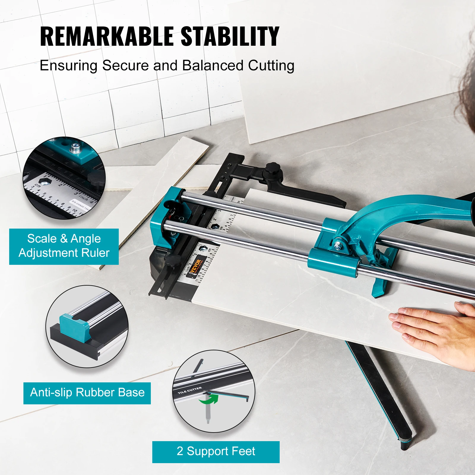 SucceBuy  Manual Tile Cutter Porcelain Ceramic Tile Cutter with Tungsten Carbide Cutting Wheel Infrared Positioning Anti-Skid - 4