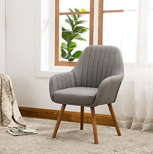 

Contemporary Fabric Accent Chair, Arm Rest, Tan