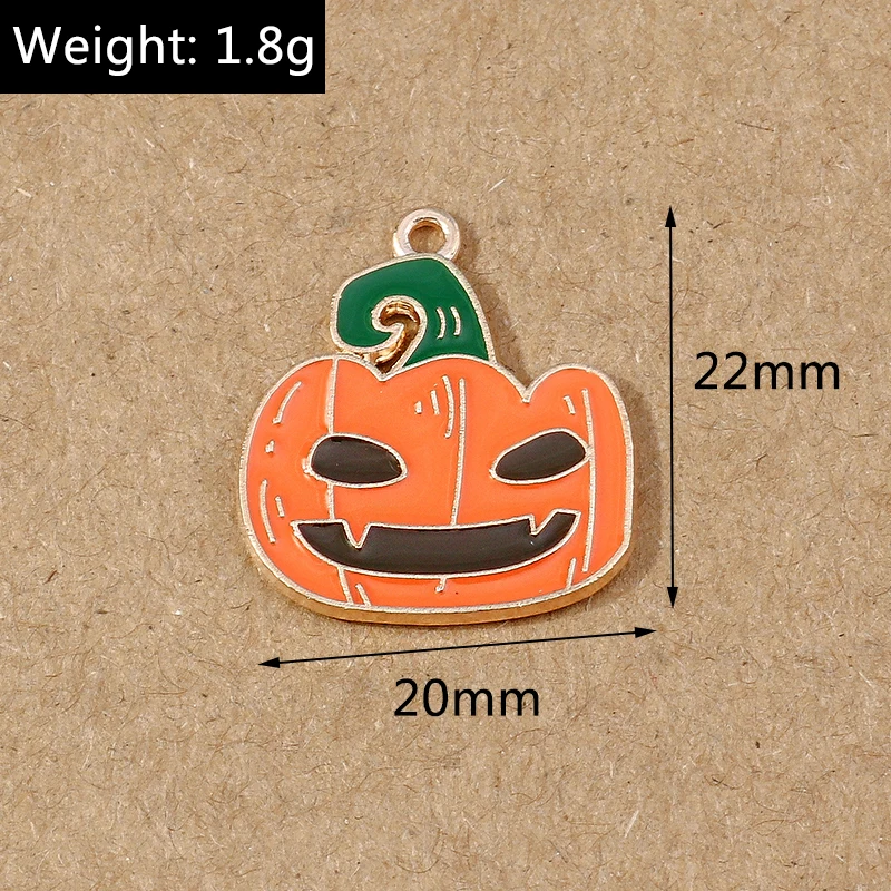 10 stücke niedlichen Emaille Halloween Kürbis Charms Anhänger für Schmuck machen DIY Ohrringe Halskette Armband Zubehör liefert – Detail 12
