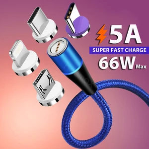 Магнитный кабель USB Type-C, 5 А, SFC для Huawei 3A, быстрая зарядка для iPhone, Xiaomi, Samsung, OPPO, Microusb, магнитный USB-кабель для android