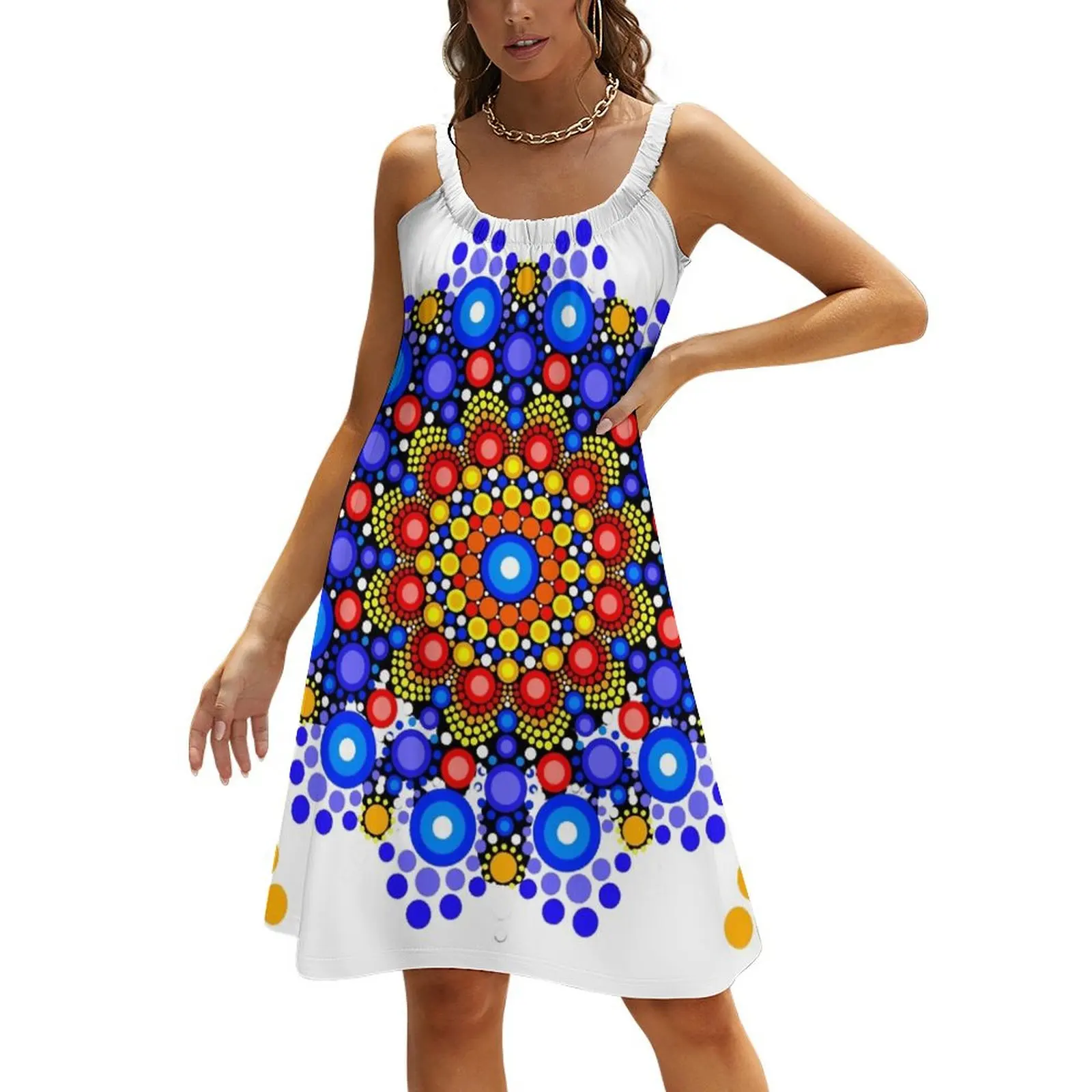 

Blue and Orange Circles Pattern Beach Sling Skirt Party dresses for women dresses for special events beach dress