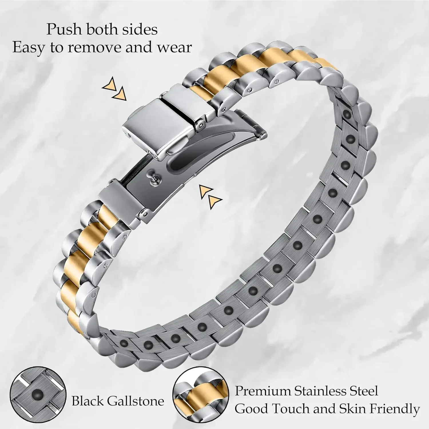 Bracelet en acier inoxydable avec motif épi de blé - Élégance et