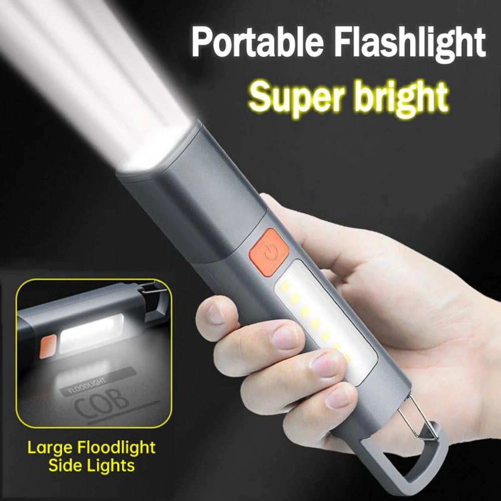 

Outdoor Mini Flashlight High Brightness Long-range COB Large Zoom Floodlights Lantern Lock Buckle Design Variable Focus Torch