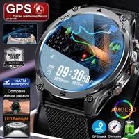 2025 New Military Smart Watch For Men 1000Mah Battery GPS Compass 10ATM Waterproof Flashlight Voice Call Sport Smart Watch Man