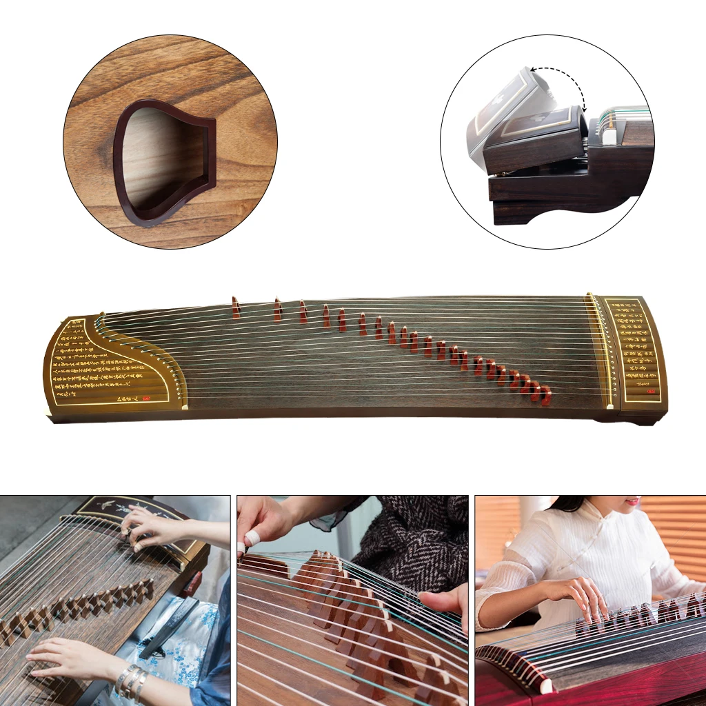 中国古筝21弦筝本体及びハードケース、立奏台、琴柱、調弦ハンマー
