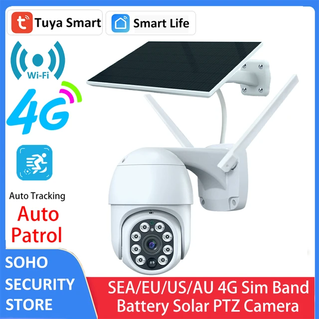Tuya 3MP Outdoor Wireless WiFi cámara PTZ de seguridad de la energía solar  para cámaras CCTV 4G 3G de Vigilancia de seguridad ranura para tarjeta SIM  4G Cámara IP - China Cámara