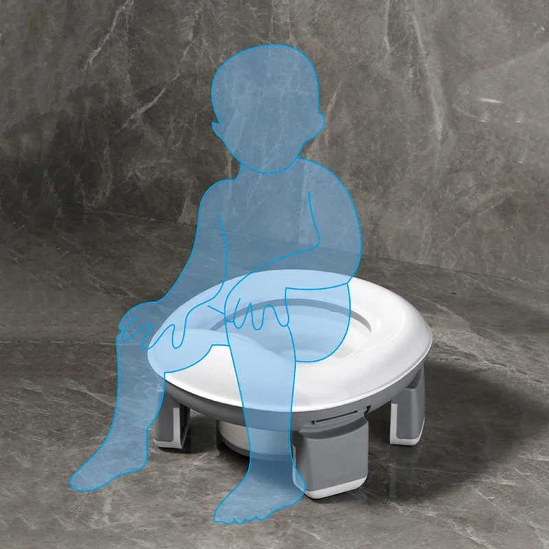3 in 1 Travel Toilet Seat Foldable Blue Children Potty With Bags Baby Pot Portable Silicone Baby Potty Training Seat 2
