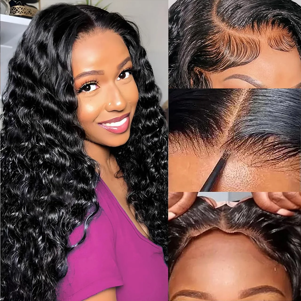 

7x5 HD 200% With Baby Hair Wear And Go Glueless Wig Deep Wave Human Hair Pre Plucked 13x4 13x6 HD Front Wig Human Hair For Women