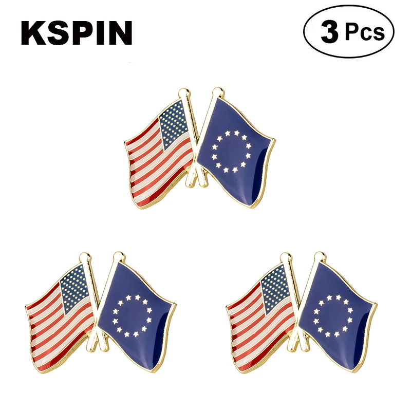 U.S.A and European Union Flag Lapel Pin Friendship Flag Badge Flag pin