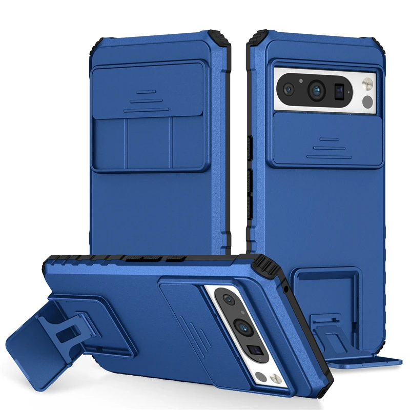Matte Phone Case with Portable Holder and Slide Camera Shockproof Protection