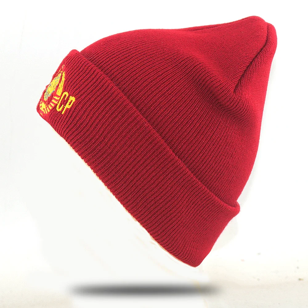 Casual Embroidery CCCP USSR Hat Cotton Flexible Warm Beanie Hats for Autumn Winter Russia Knitted Hip-hop Beanies Cap Unisex