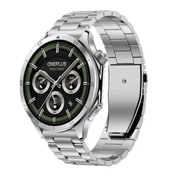 Universal Stainless Steel Metal Watch Strap - Adjustable 22/20/18mm Bracelet for Oneplus Watch Lite 4 ( Silver)
