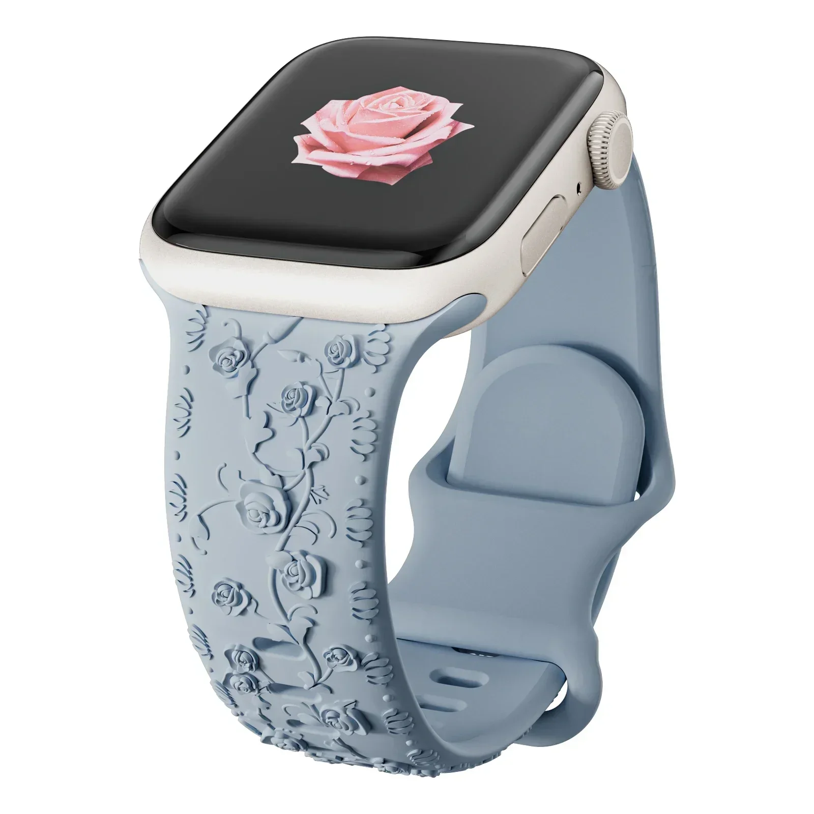 Floral Engraved Silicone Watch Band Bracelet